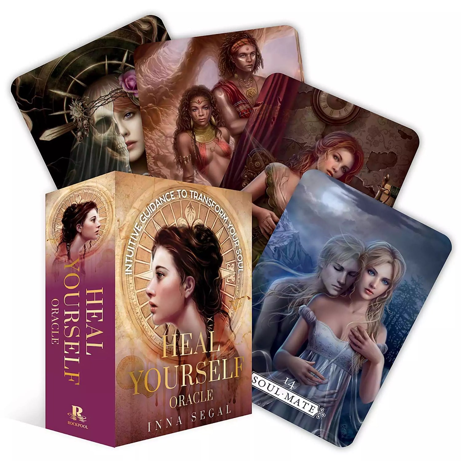 Heal Yourself Oracle Cards by Inna Segal showing self-healing deck with colorful wellness-focused card imagery and guidebook