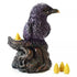 Cold-cast resin raven backflow incense burner 6.5 inches with detailed feather texture and perch, gothic altar sculpture creating a smoke waterfall effect with backflow cones.