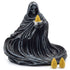 Cold-cast resin Grim Reaper backflow incense burner 5.75 inches tall with skull and scythe detailing, gothic altar decor sculpture with backflow smoke waterfall effect.