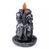 5.5-inch Maiden Mother Crone Triple Goddess backflow incense burner in resin with two stylized feminine figures, designed for reverse-cascade incense cone smoke effect.