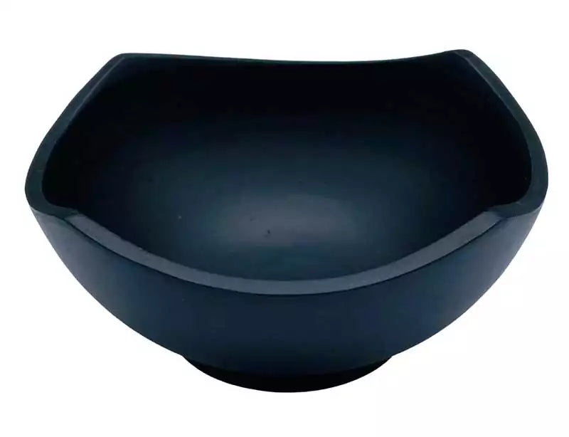Small 3.75 inch black cast iron cauldron with square ribbed rim for burning loose incense charcoal smudge herbs and altar ritual use