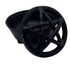 Pentagram cast iron cauldron 3.25 inch with three short legs and pentagram base embossment — compact black Wiccan altar smudge bowl.