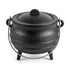 Black 5-inch cast iron cauldron with lid and handle on three legs for burning loose incense smudge herbs charcoal and ritual spell materials on the altar