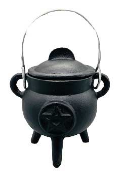 3" Pentagram Cast Iron Cauldron with Lid – Ritual Altar Cauldron for Spellwork &amp;amp; Incense