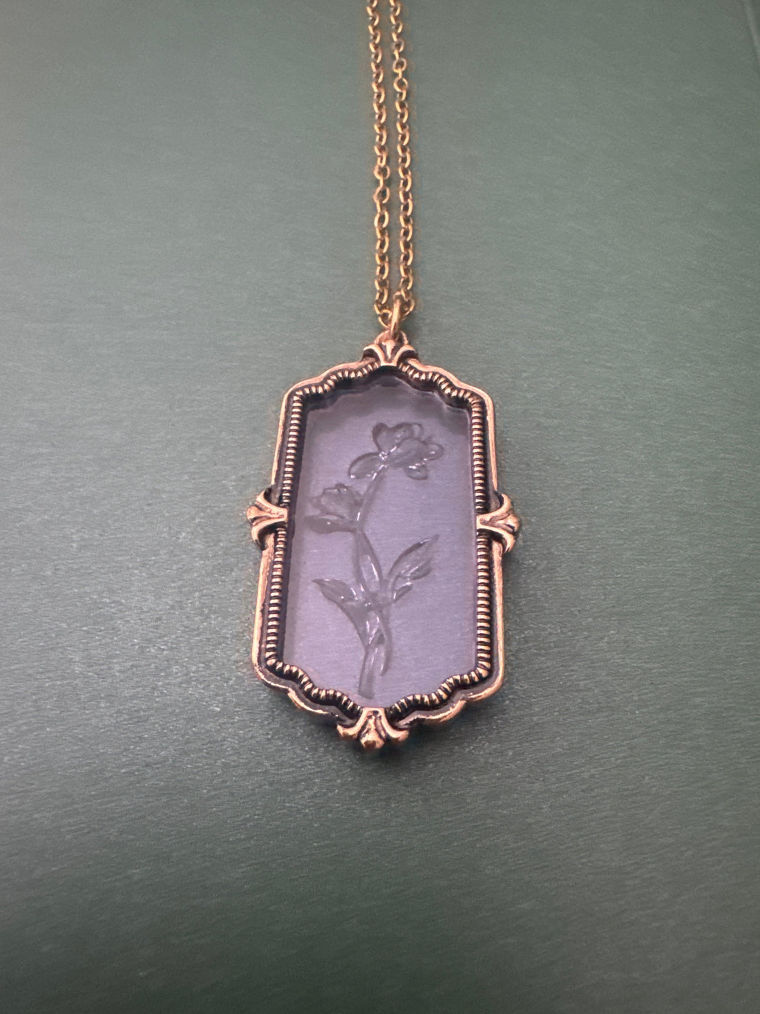 Purple Flower Frame Necklace