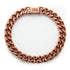 Solid copper link bracelet with interlocking chain links and clasp stamped SOLID COPPER — heavy traditional healing jewelry displayed flat.