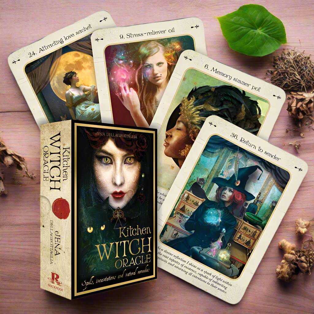 Kitchen Witch Oracle by Jena Dellagrottaglia – A Spellbinding Deck of Herbal Wisdom &amp; Elemental Magic