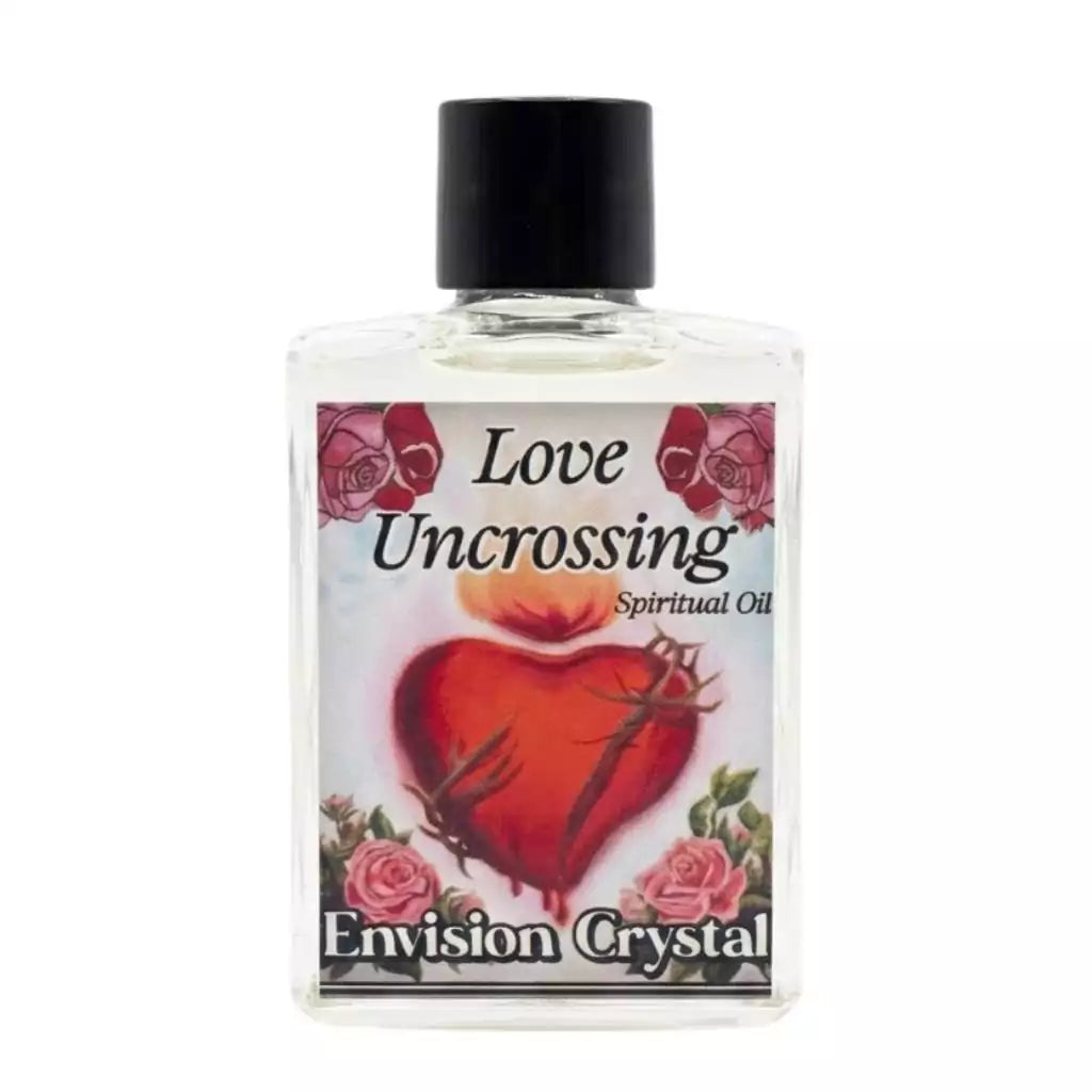 Love Uncrossing ritual oil 4 dram,small bottle with heart and rose label, spiritual condition oil for clearing love blockages.