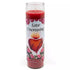 Tall red Love Uncrossing aromatic jar candle by Envision Crystal, with heart design and floral decorations on the label — handmade hoodoo jar candle for removing crossed conditions from romantic life.