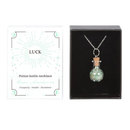 Luck Green Aventurine Potion Bottle Necklace – Crystal Witch Jewelry for Luck &amp; Prosperity
