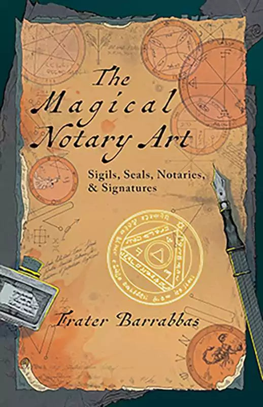 Magical Notary Art by Frater Barrabbas — advanced ceremonial magic book cover featuring esoteric sigils and the Ars Notoria tradition of angelic spirit work.