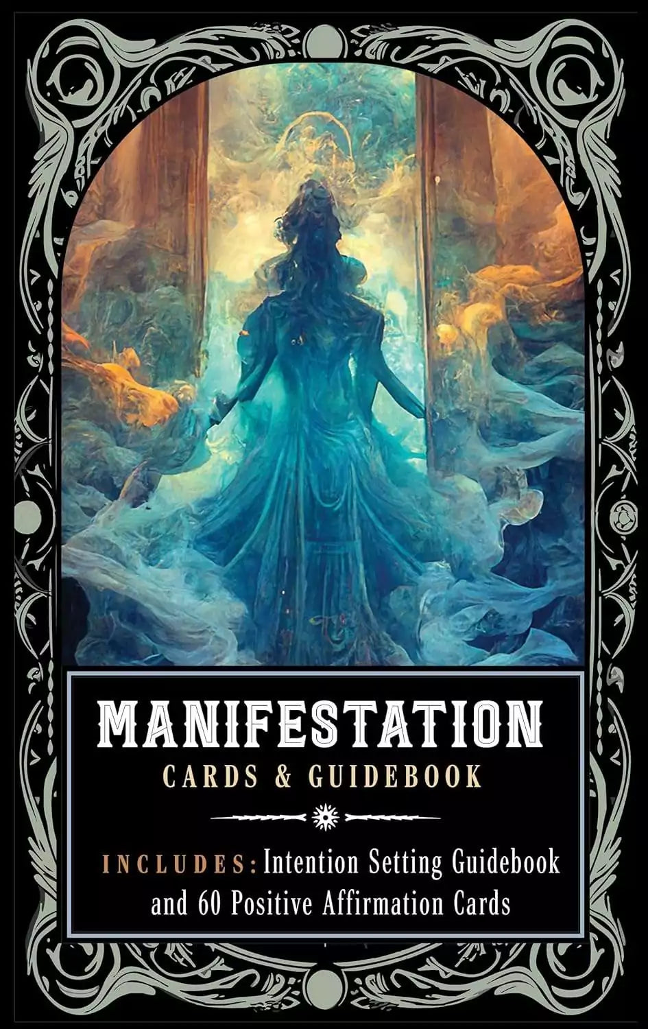 Manifestation Cards oracle deck illustration — mystical figure surrounded by ethereal energy, representing abundance and spiritual alignment.