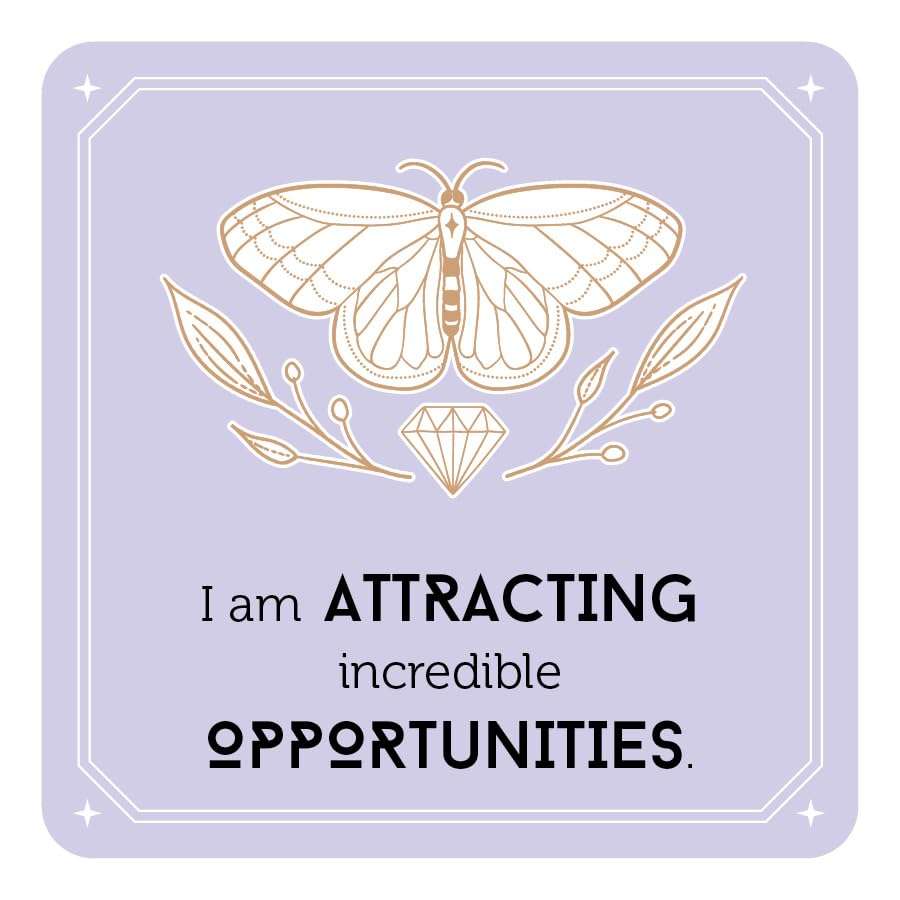 Decorative Manifestation Cards illustration featuring a moth and leaf motif — symbolic imagery for transformation and spiritual growth.
