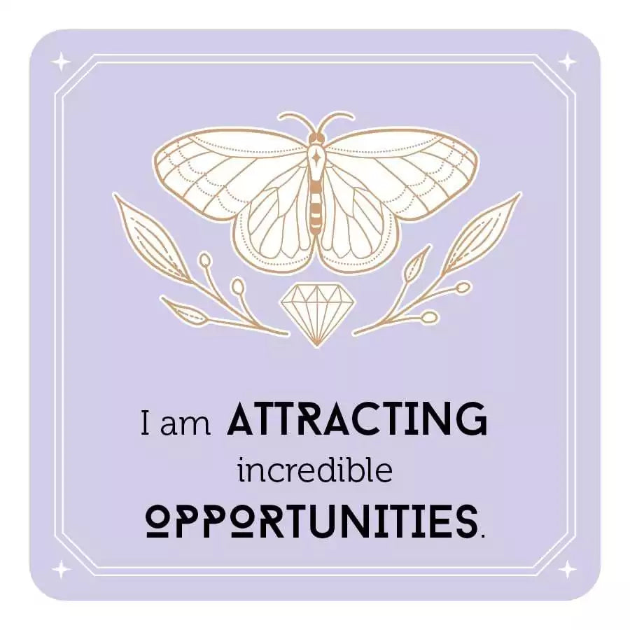 Decorative Manifestation Cards illustration featuring a moth and leaf motif — symbolic imagery for transformation and spiritual growth.