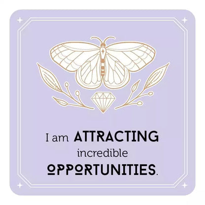 Decorative Manifestation Cards illustration featuring a moth and leaf motif — symbolic imagery for transformation and spiritual growth.