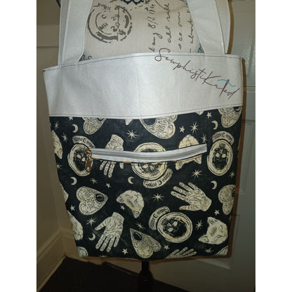 Midnight Divination Tote Bag – Handmade Witchy Bag with Multiple Pockets &amp; Mystic Print
