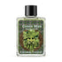 Clear 4-dram bottle of Envision Crystal Green Man anointing oil with label featuring a green face surrounded by leaves, for nature magic and Beltane rituals.