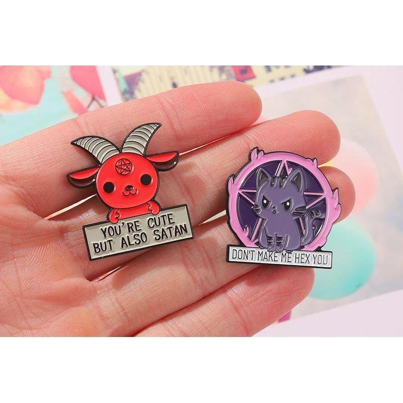 Pentagram Pets Enamel Lapel Pins | Witchy Cat &amp; Goat Pins