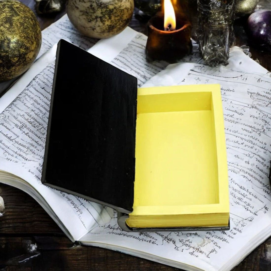 Pentacle Book Decorative Box – Resin Hinged Storage for Crystals, Cards &amp; More