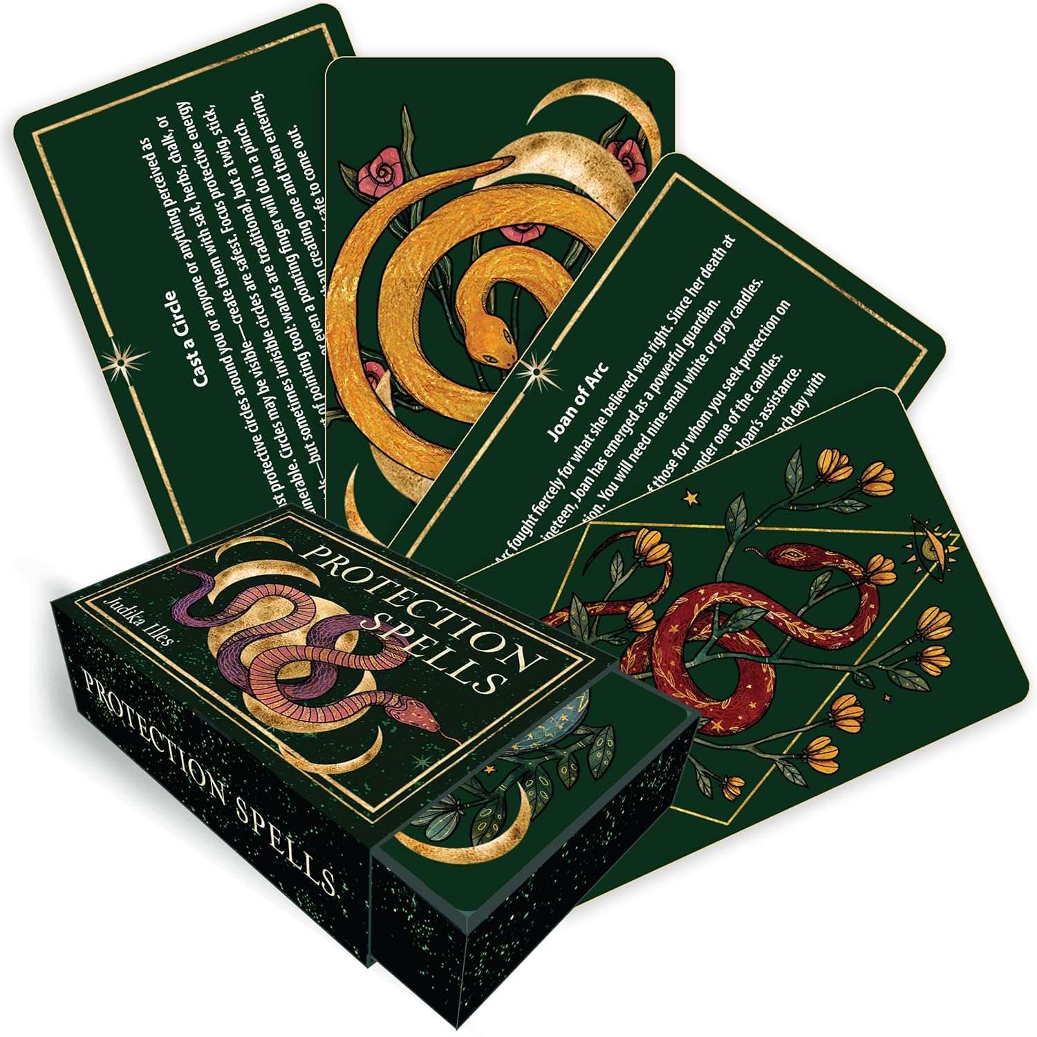 Protection Spells Card Deck by Judika Illes – 36 Gilded Cards for Everyday Magical Defense