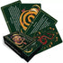 Protection Spells card deck fanned out showing multiple gilded cards with snake and crescent moon designs on a dark background.