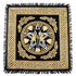 Square altar cloth with a central pentagram star design surrounded by intricate Celtic knotwork patterns in gold and black on a dark background, 18x18 inches.