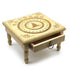 11.5-inch engraved wooden pendulum altar table with circular symbolic design, numbers, and a small storage drawer below for keeping divination tools and crystals.