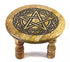 Pentagram altar table 6 inch diameter by 4 inch tall wooden ritual stand with carved pentagram surface for elevating altar tools and candles