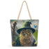 17x17 inch Catdalf wizard cat canvas tote bag with fun witchy design for carrying tarot decks crystals and spiritual books