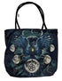 Sinister Crow tote bag 17x17 inch — large canvas market bag featuring a dramatic crow or eagle design for gothic witchcraft aesthetic daily carry.