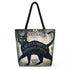 17x17-inch jute tote bag with cat and spirit board planchette occult design and rope handles — witchy carry bag for tarot readers and divination enthusiasts.
