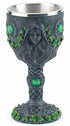 Maiden, Mother & Crone Triple Goddess chalice 7.5 inch — decorative ritual goblet with ivy motifs, flowing figure with green accents, and metallic interior for Wiccan altar and ceremony use.
