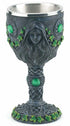 Maiden, Mother & Crone Triple Goddess chalice 7.5 inch — decorative ritual goblet with ivy motifs, flowing figure with green accents, and metallic interior for Wiccan altar and ceremony use.