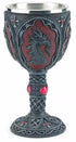 7.5-inch dragon chalice altar cup — gothic resin ritual vessel with sculpted dragon figures wrapping the stem for ceremonial magic and libation work.