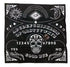 24x24 inch black Ouija board mat spread flat — showing full spirit communication layout with alphabet and numbers printed on matte black altar cloth.