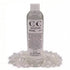 8oz Intuition Moon Water clear bottle labeled with crystal and moon imagery, sitting on a bed of small shiny crystals for psychic clarity and ritual practice.