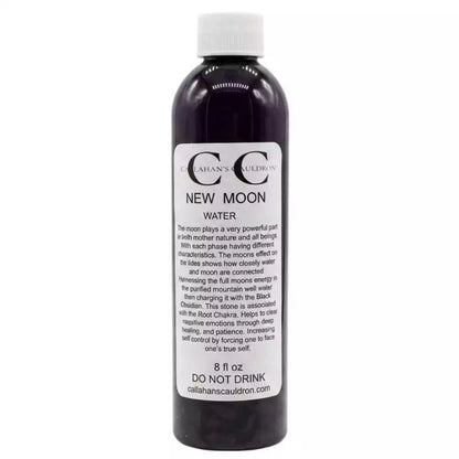 Dark-labeled New Moon Charging Water spray bottle with black obsidian infusion for shadow work energetic reset and new moon intentions