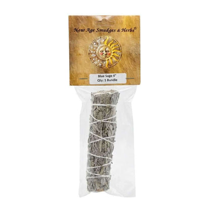 Blue sage smudge stick bundle close-up showing dusty blue-green leaves and natural twine wrapping — gentle cleansing smudge herb.