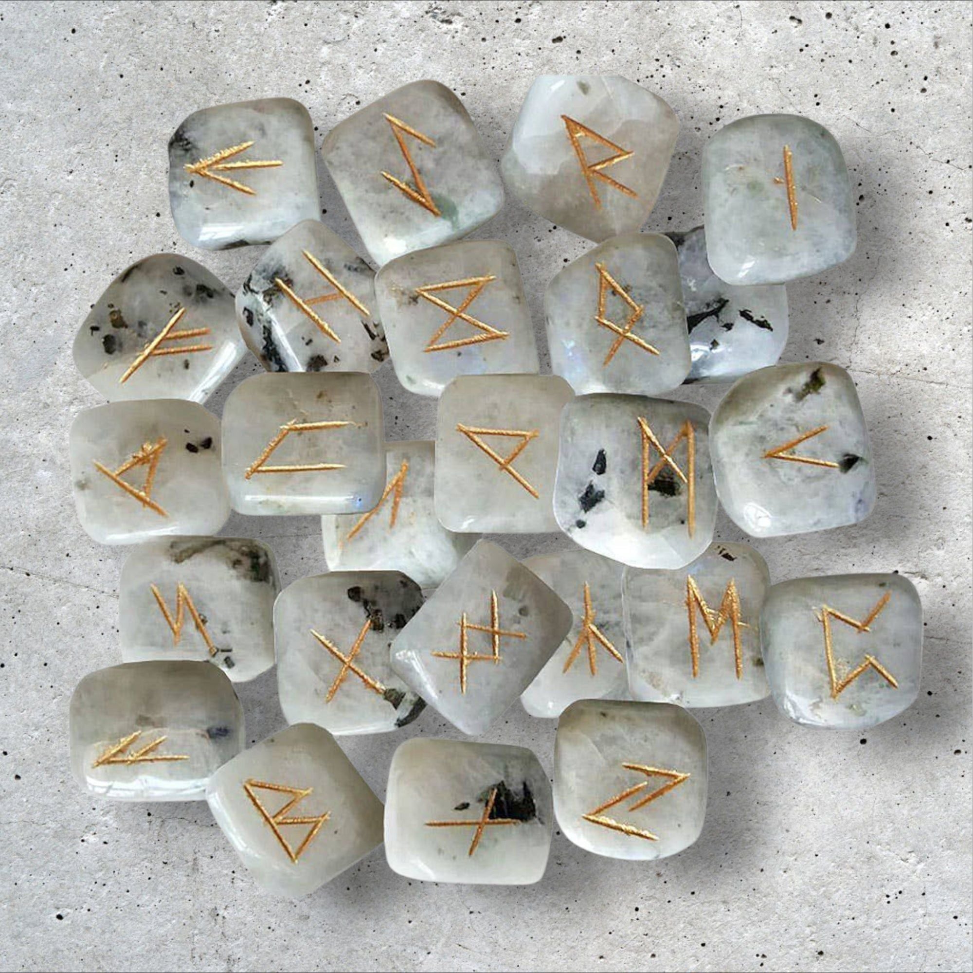 Rainbow Moonstone Rune Set - Elder Futhark Runes for Divination, Intuition &amp; Inner Wisdom