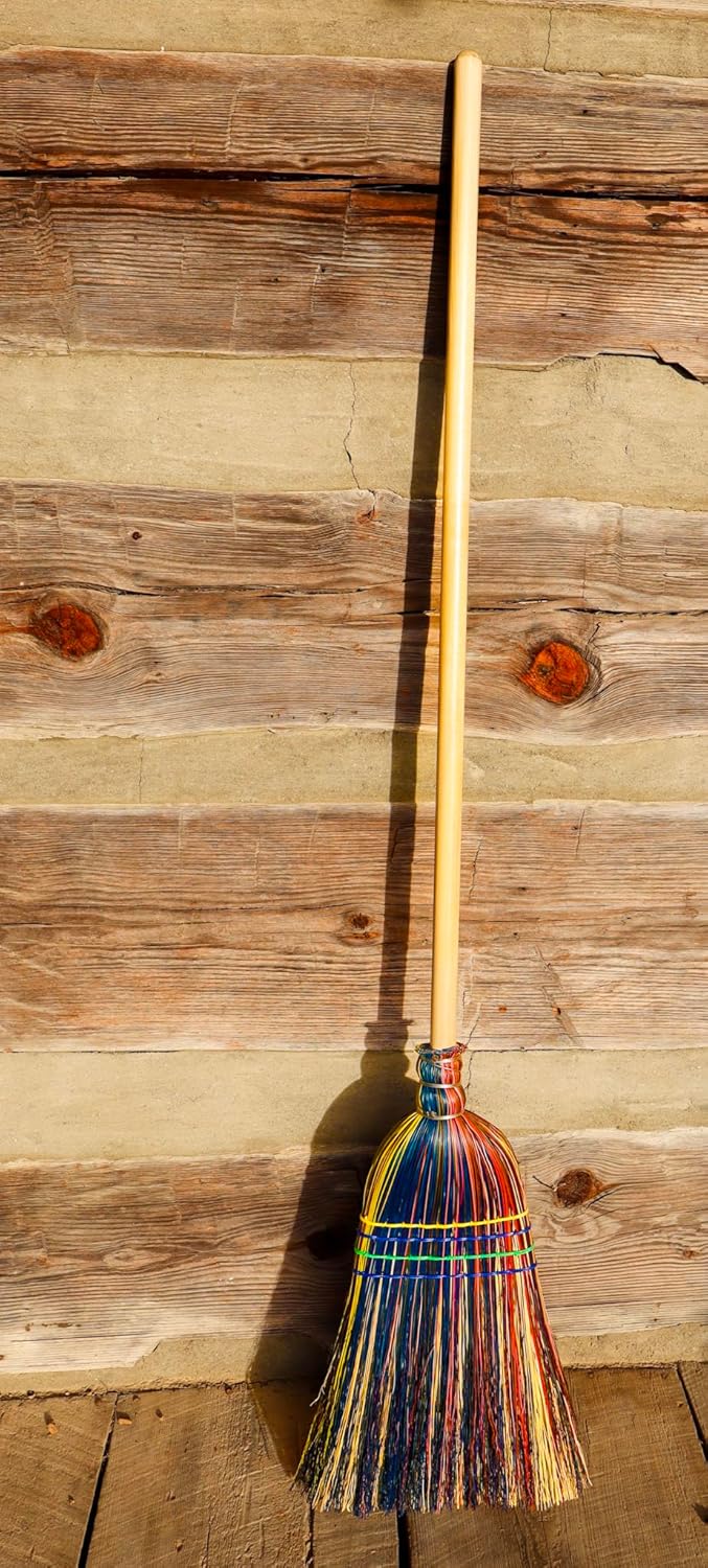 Handmade Farmhouse Broom – Traditional Broomcorn Sweeper, Rustic Country Decor &amp; Functional Cleaning Broom Made in USA