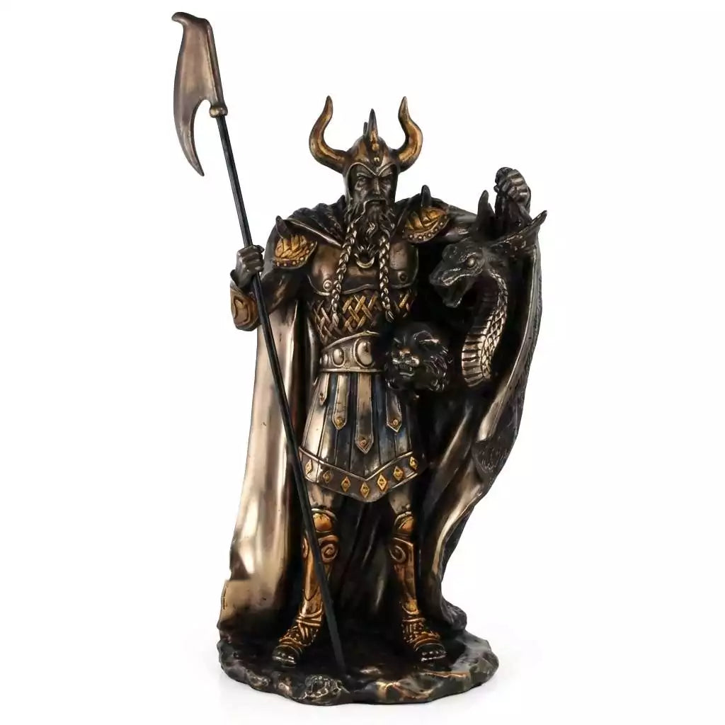 Ten inch Loki Norse trickster god statue in cast resin for Asatru altar chaos magic shapeshifter devotion and Norse pagan shrine work