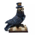 Steampunk-styled cold-cast resin raven figurine perched on a stack of books with gear and clockwork detailing, 4.75 inch gothic altar decor statue.
