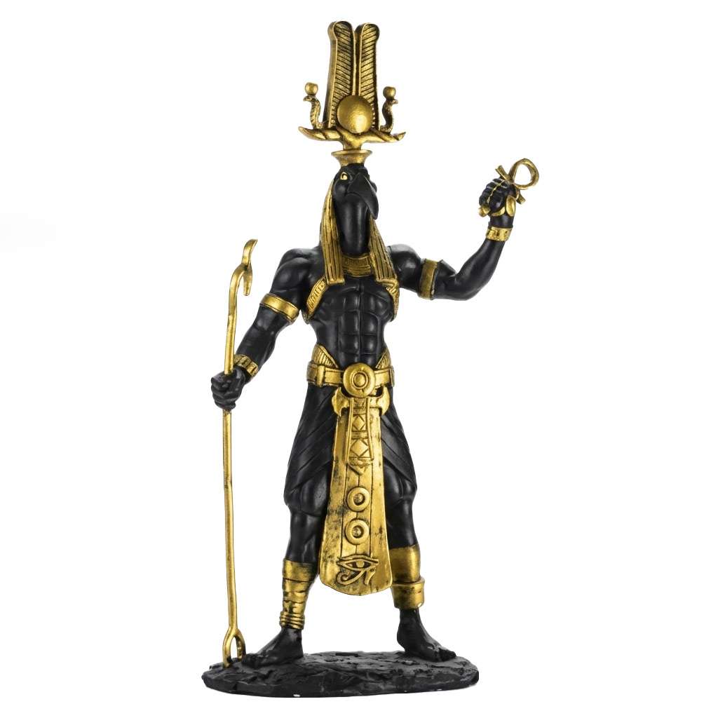 Twelve inch hand-painted black and gold Thoth Egyptian god of wisdom statue with ibis head for altar devotion and hermetic magic practice