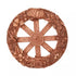 Circular Wheel of the Year wall plaque with hand-painted resin construction — eight sabbat sections decorated with fruits, plants, and seasonal symbols around the spokes.