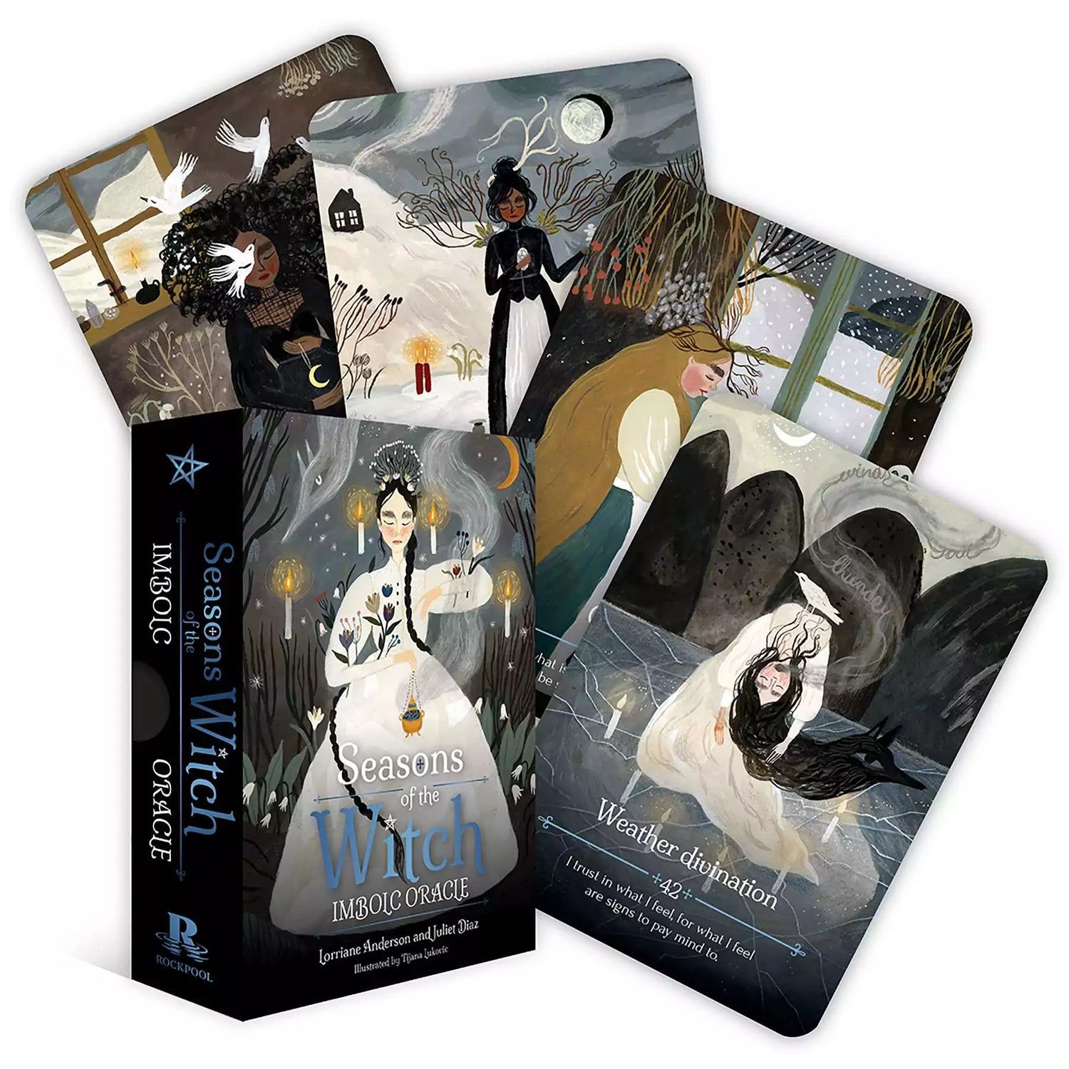 Season of the Witch Imbolc Oracle deck by Anderson and Diaz showing Brigid and renewal imagery for the Imbolc sabbat festival