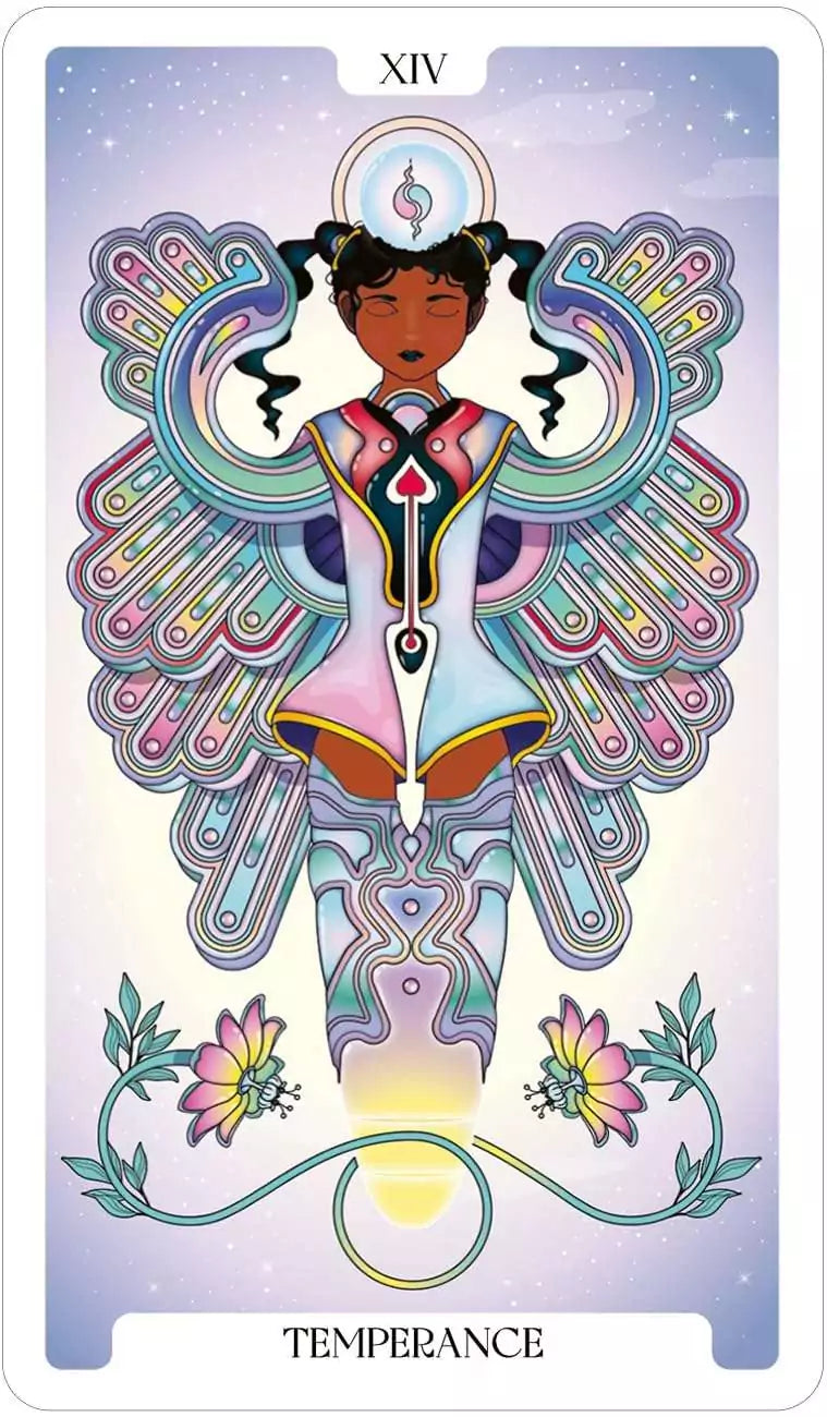 Stellar Vault Tarot card featuring cosmic art and silver-edged frame