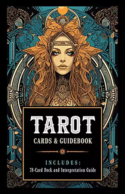 Tarot cards and guidebook starter set for beginners showing complete 78-card deck with companion guidebook in retail packaging