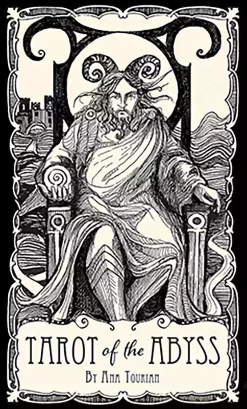 Tarot of the Abyss deck by Ann Tourian showing dark surrealist 78-card tarot with haunting psyche-exploring imagery on the box