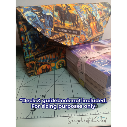Handmade Tarot &amp; Oracle Card Deck Case – Tarot Theme, Steampunk Lined, Snap Closure (5.75”)
