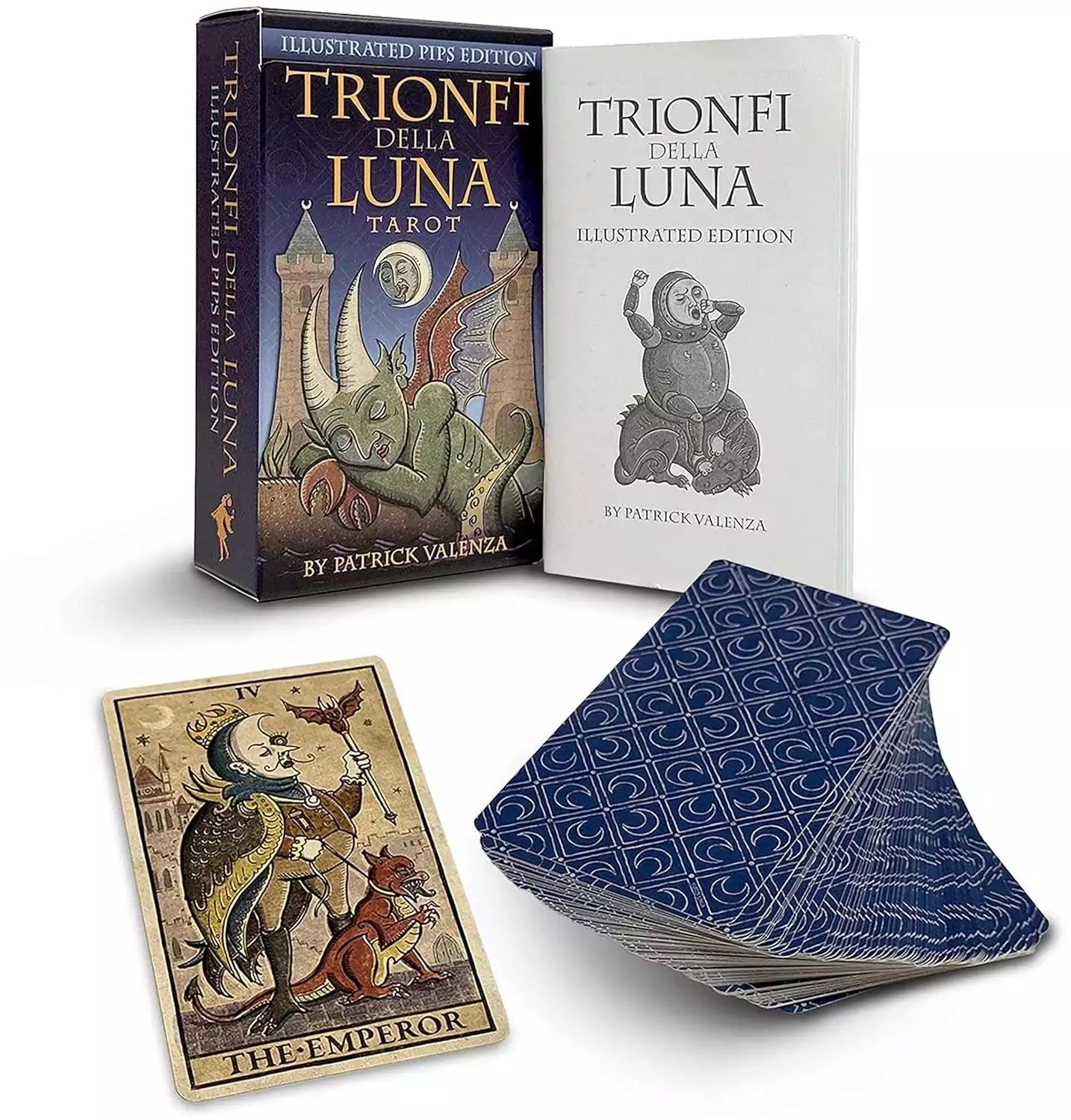 Trionfi Della Luna tarot deck box featuring the deck title and Patrick Valenza&